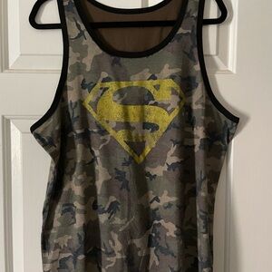 DC Comics Camouflage Superman Tank Top - Green and Yellow